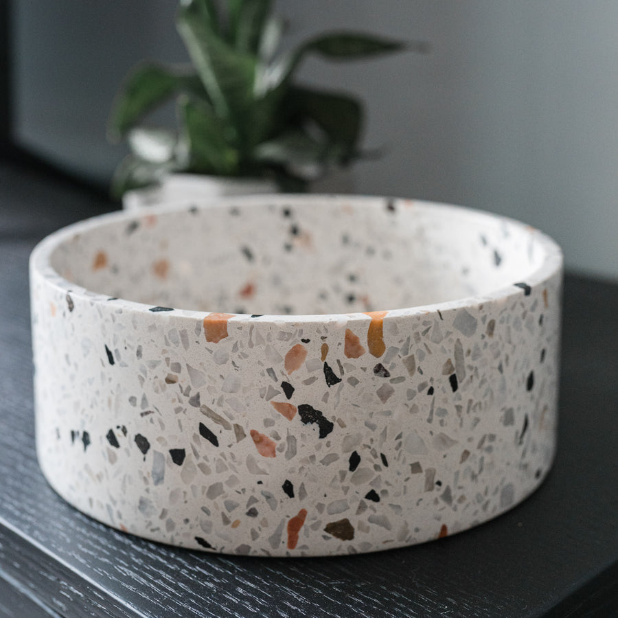 Classic Brown Terrazzo Dog Bowl