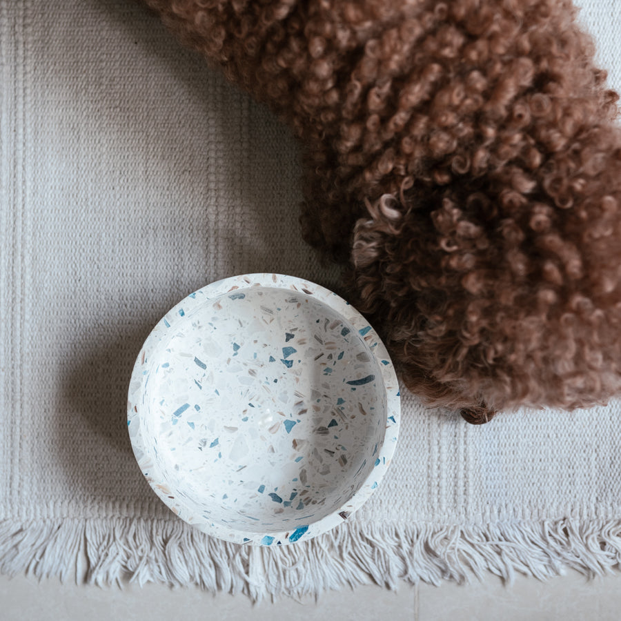Venus Blue Terrazzo Dog Bowl