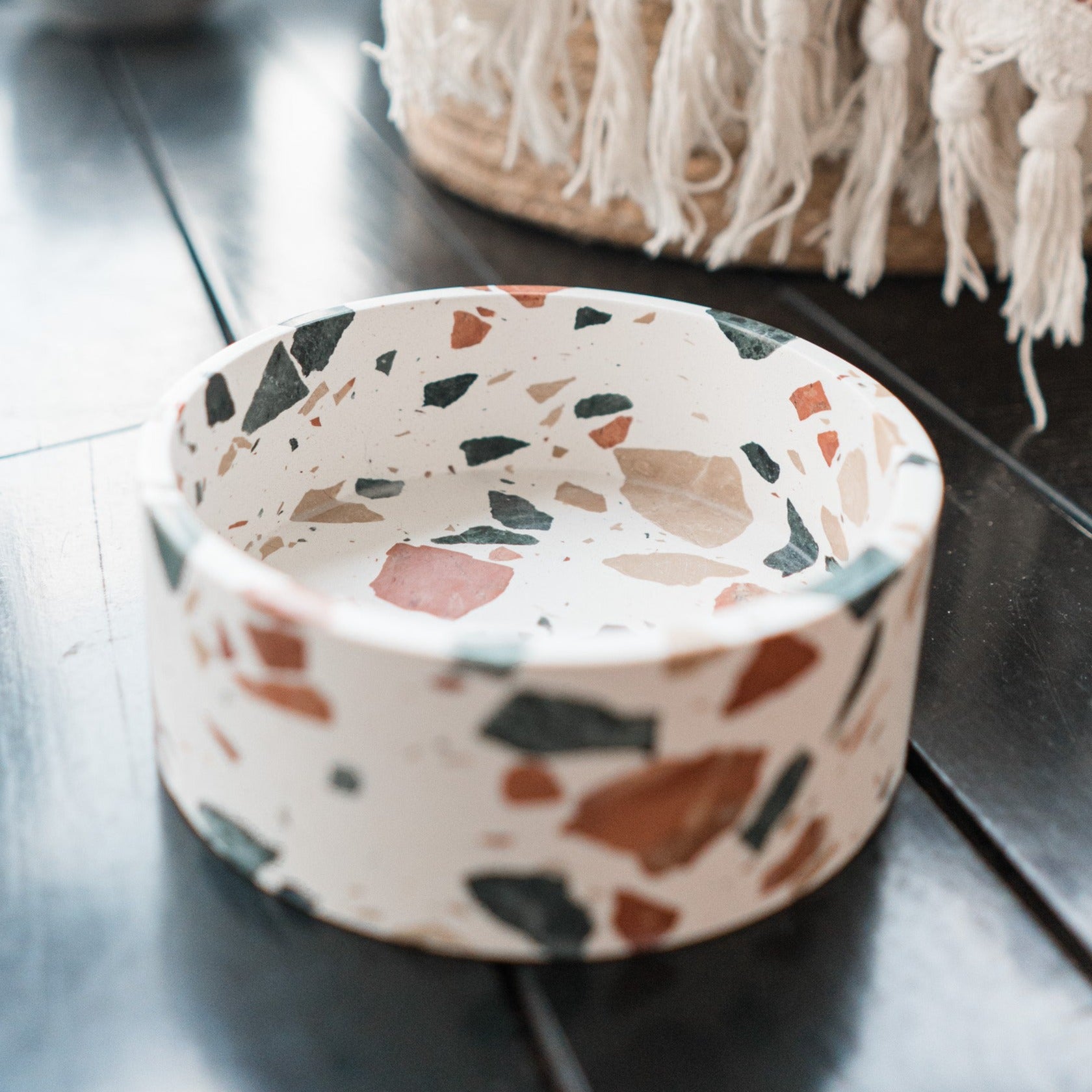 terrazzo dog bowl